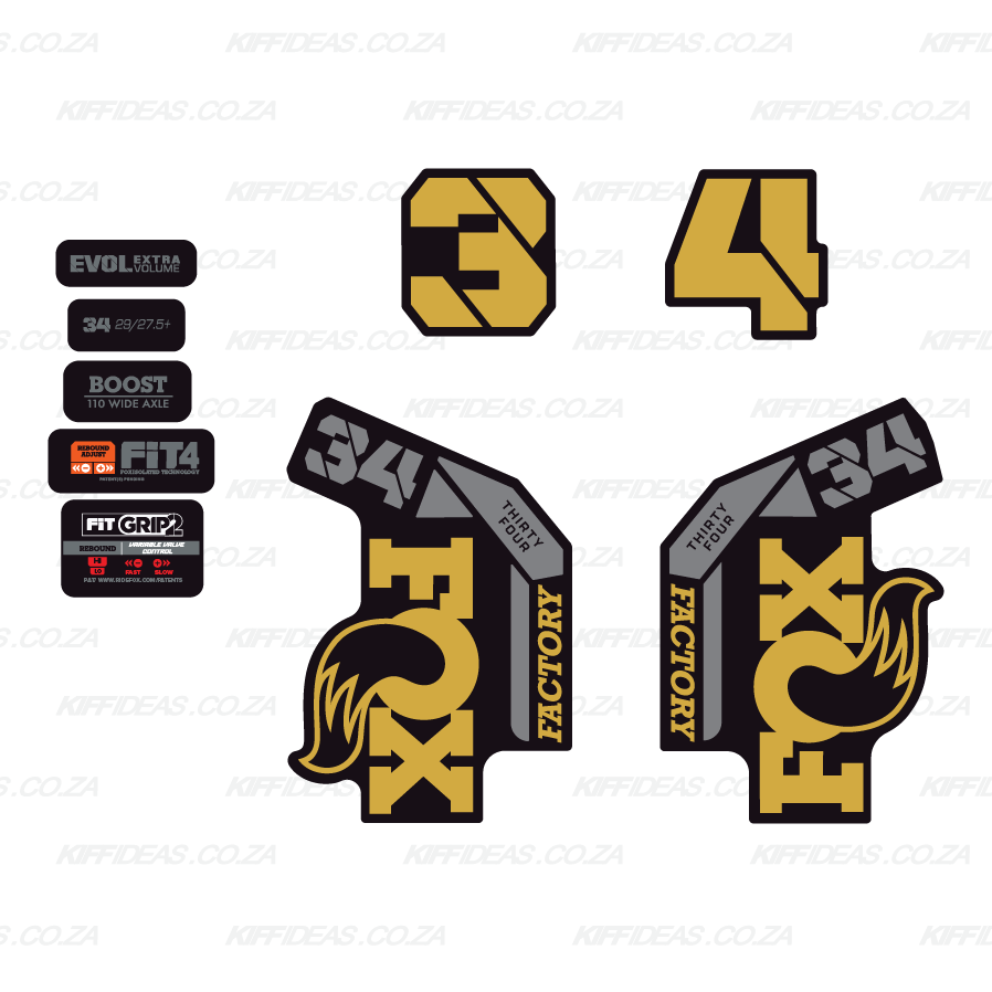 FOX 34 Factory Custom Decal Set Metallic
